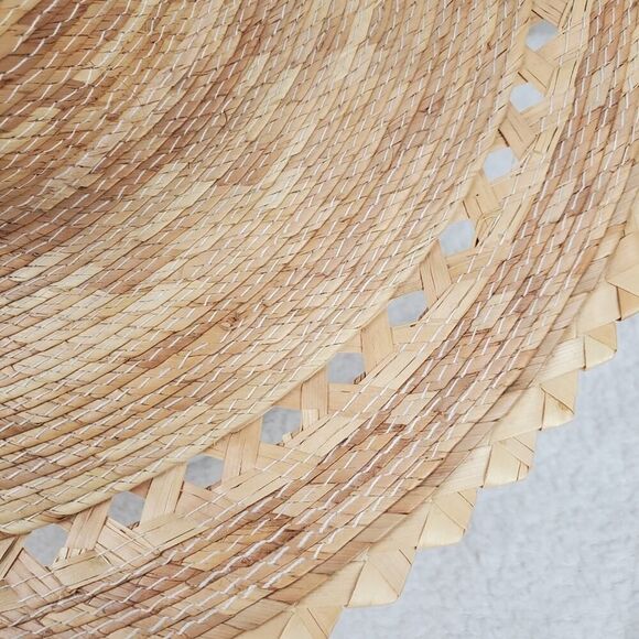 Straw Lattice Wide Brim Sun Hat Natural OS - Picture 5 of 8